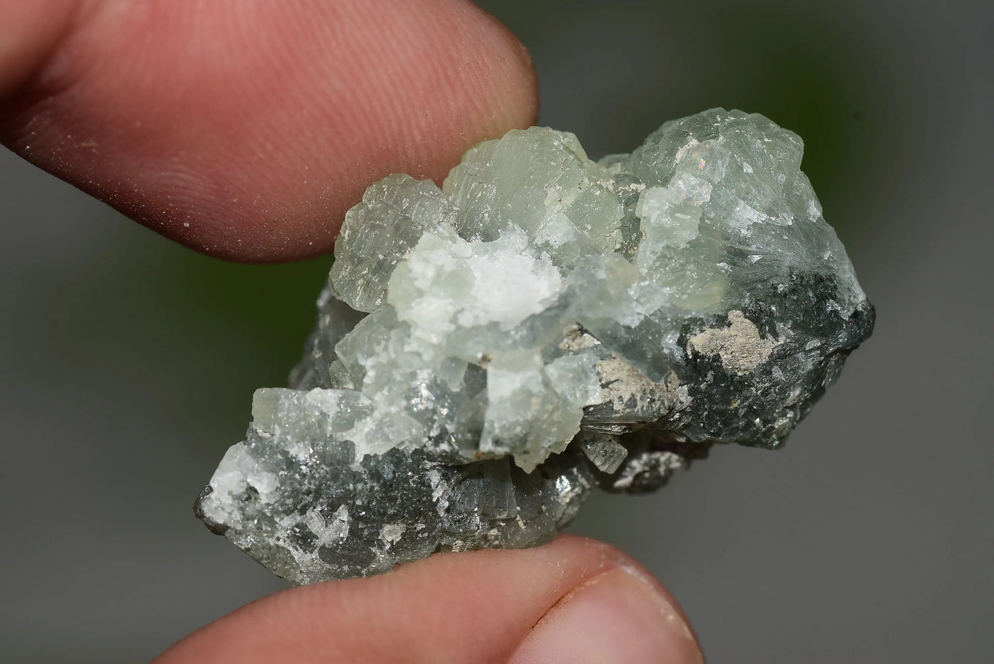 Green PREHNITE Crystals Cluster on Matrix Rock Morocco Raw - MeteoriteNwa.com