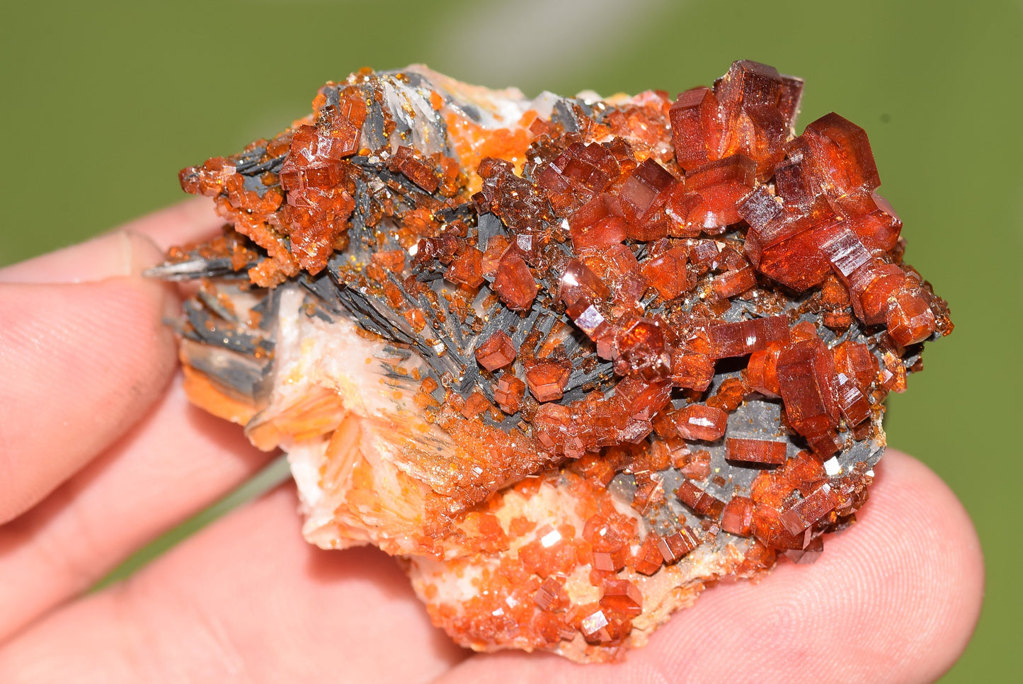 Vanadinite Mineral on Matrix Red Orange Genuine Crystals from Morocco Raw Druzy Natural Specimen Earth Chakra Grounding Gemstone - MeteoriteNwa.com
