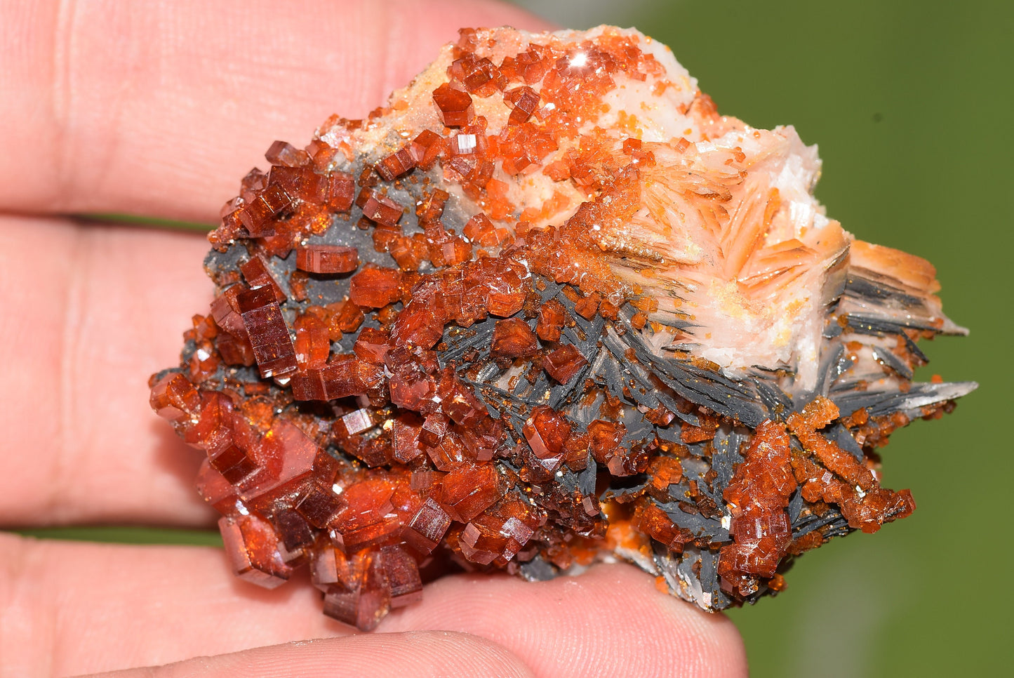 Vanadinite Mineral on Matrix Red Orange Genuine Crystals from Morocco Raw Druzy Natural Specimen Earth Chakra Grounding Gemstone - MeteoriteNwa.com
