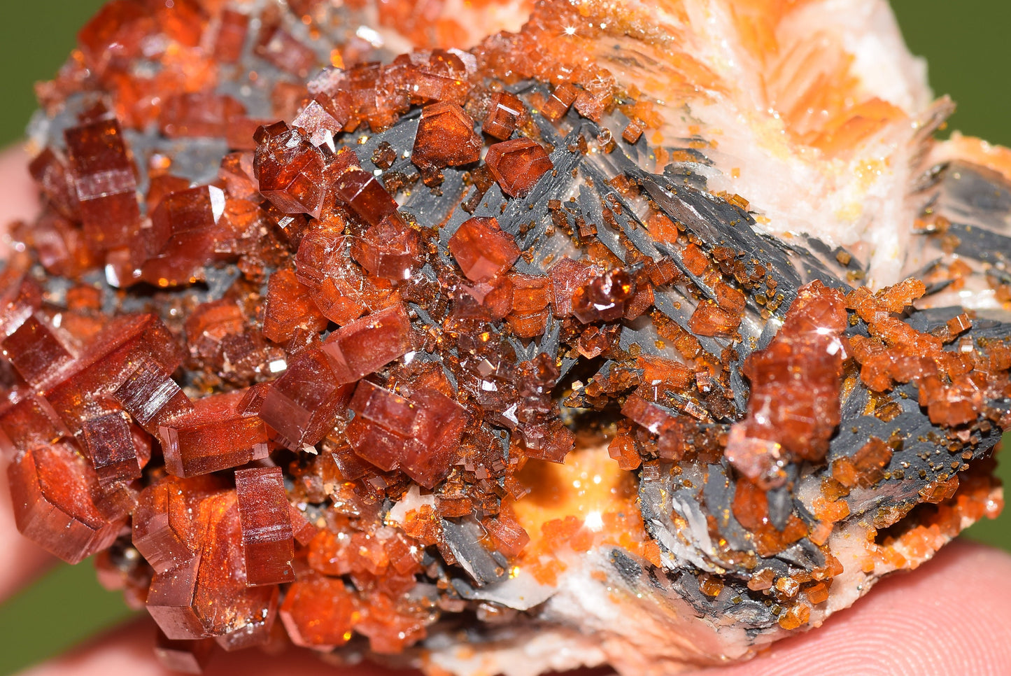 Vanadinite Mineral on Matrix Red Orange Genuine Crystals from Morocco Raw Druzy Natural Specimen Earth Chakra Grounding Gemstone - MeteoriteNwa.com