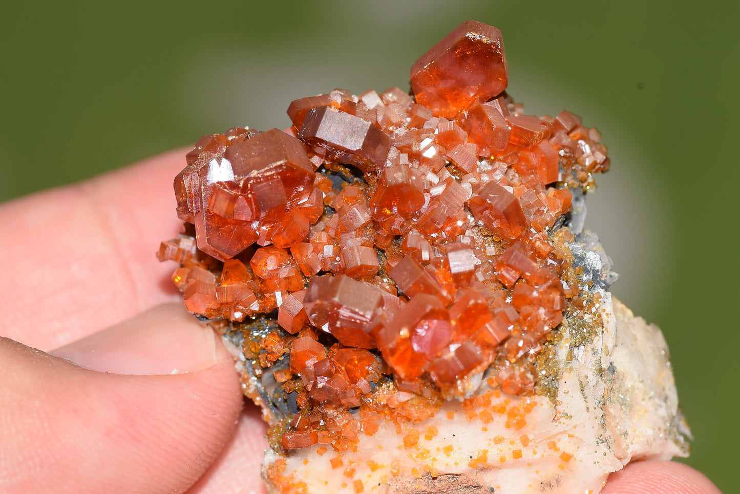 Vanadinite Mineral on Matrix Red Orange Genuine Crystals from Morocco Raw Druzy Natural Specimen Earth Chakra Grounding Gemstone - MeteoriteNwa.com