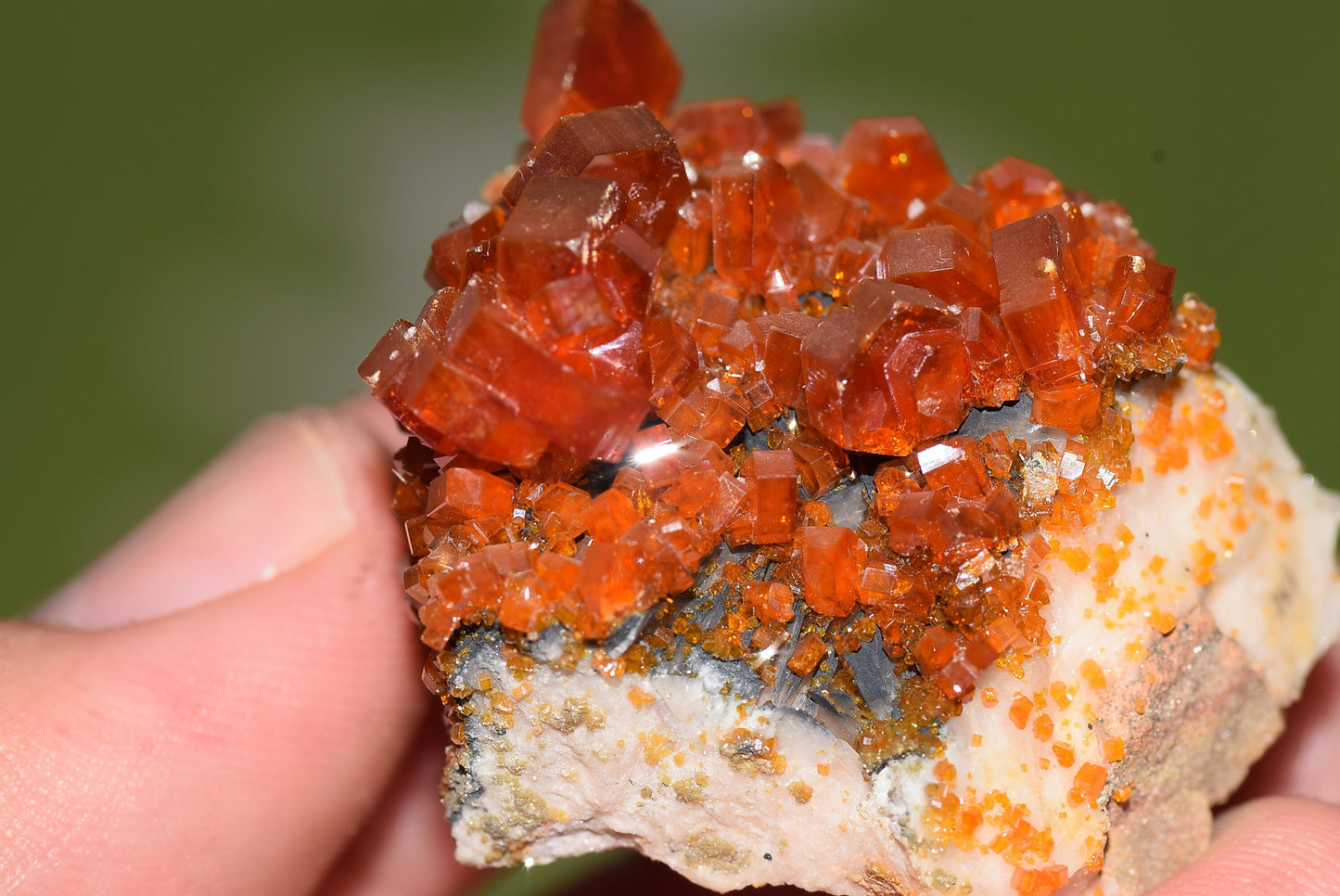 Vanadinite Mineral on Matrix Red Orange Genuine Crystals from Morocco Raw Druzy Natural Specimen Earth Chakra Grounding Gemstone - MeteoriteNwa.com