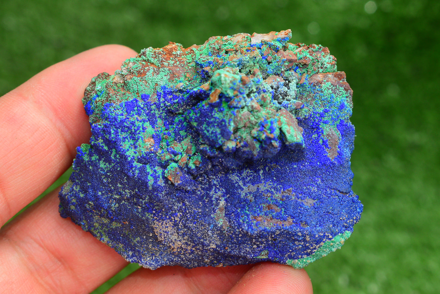 Azurite over Malachite Crystal from Morocco - Freeform Cluster Shape, Natural and Genuine - MeteoriteNwa.com