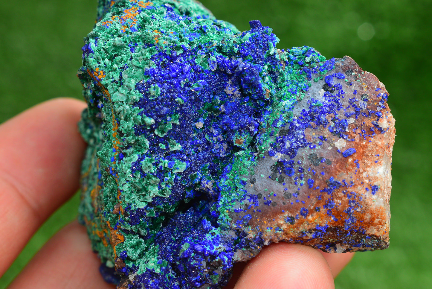 Azurite over Malachite Crystal from Morocco - Freeform Cluster Shape, Natural and Genuine - MeteoriteNwa.com