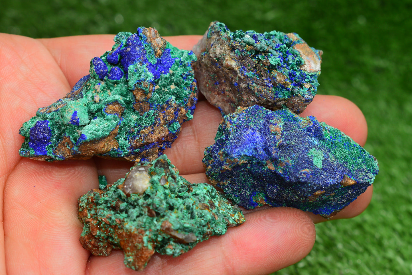 Azurite over Malachite Crystal from Morocco - Freeform Cluster Shape, Natural and Genuine - MeteoriteNwa.com