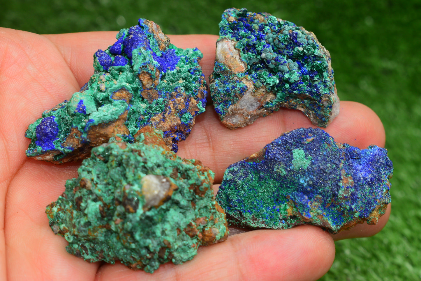 Azurite over Malachite Crystal from Morocco - Freeform Cluster Shape, Natural and Genuine - MeteoriteNwa.com