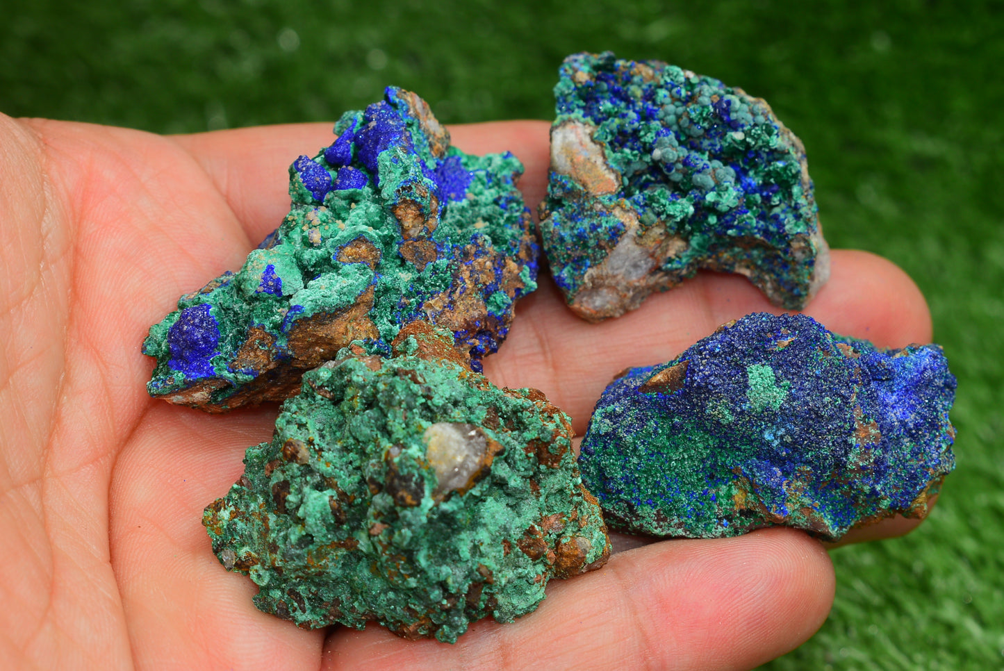 Azurite over Malachite Crystal from Morocco - Freeform Cluster Shape, Natural and Genuine - MeteoriteNwa.com