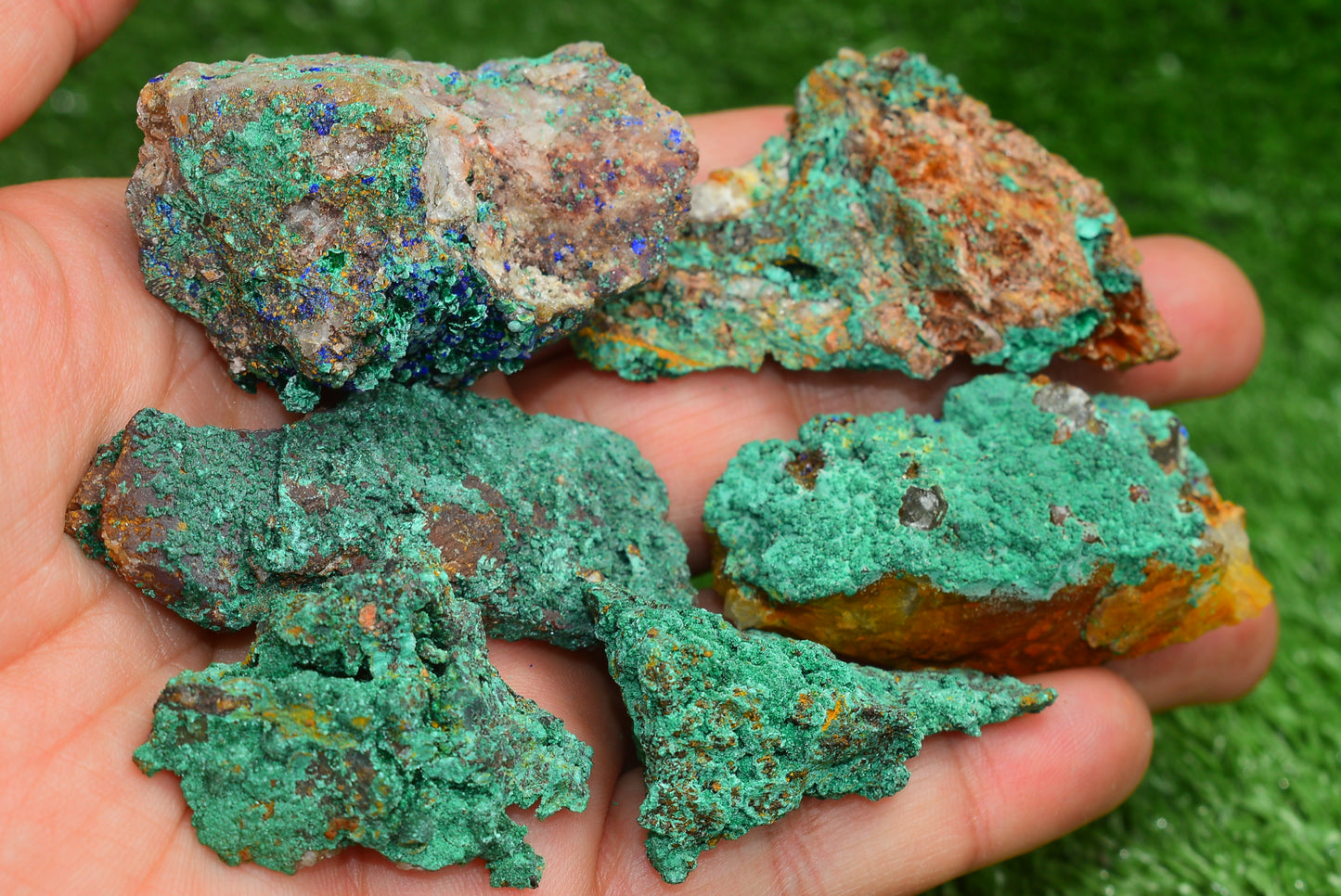 Azurite over Malachite Crystal from Morocco - Freeform Cluster Shape, Natural and Genuine - MeteoriteNwa.com