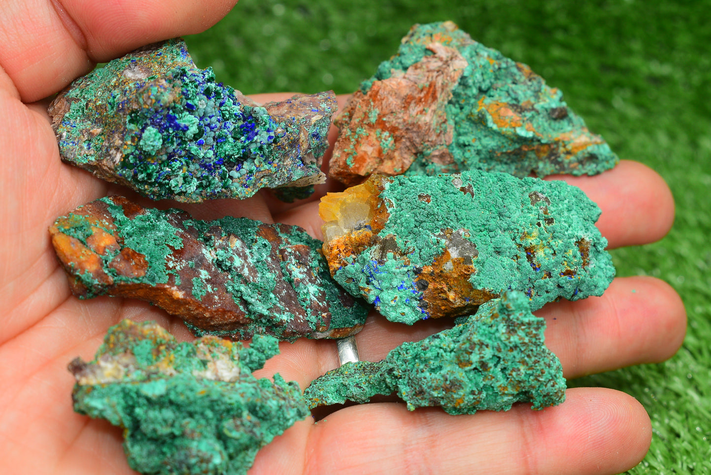 Azurite over Malachite Crystal from Morocco - Freeform Cluster Shape, Natural and Genuine - MeteoriteNwa.com