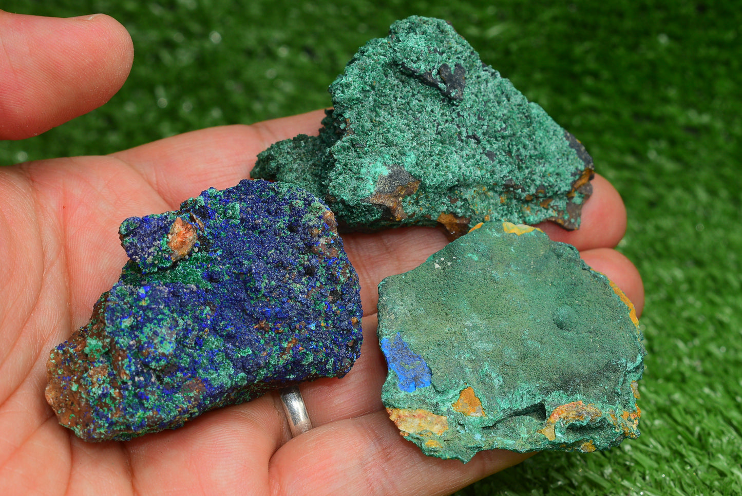 Azurite over Malachite Crystal from Morocco - Freeform Cluster Shape, Natural and Genuine - MeteoriteNwa.com