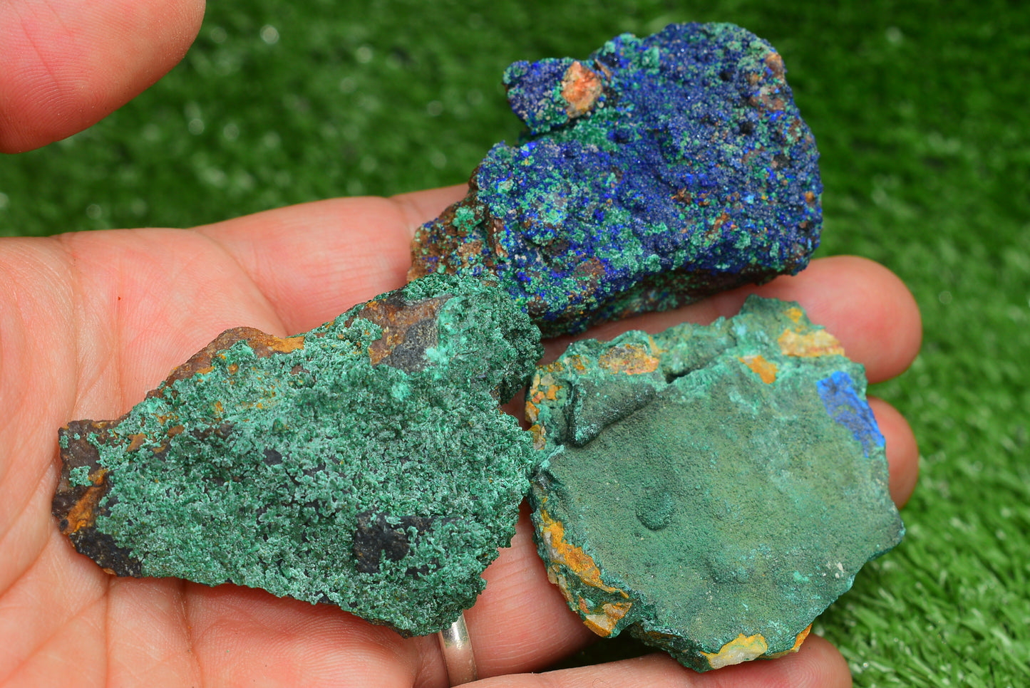 Azurite over Malachite Crystal from Morocco - Freeform Cluster Shape, Natural and Genuine - MeteoriteNwa.com
