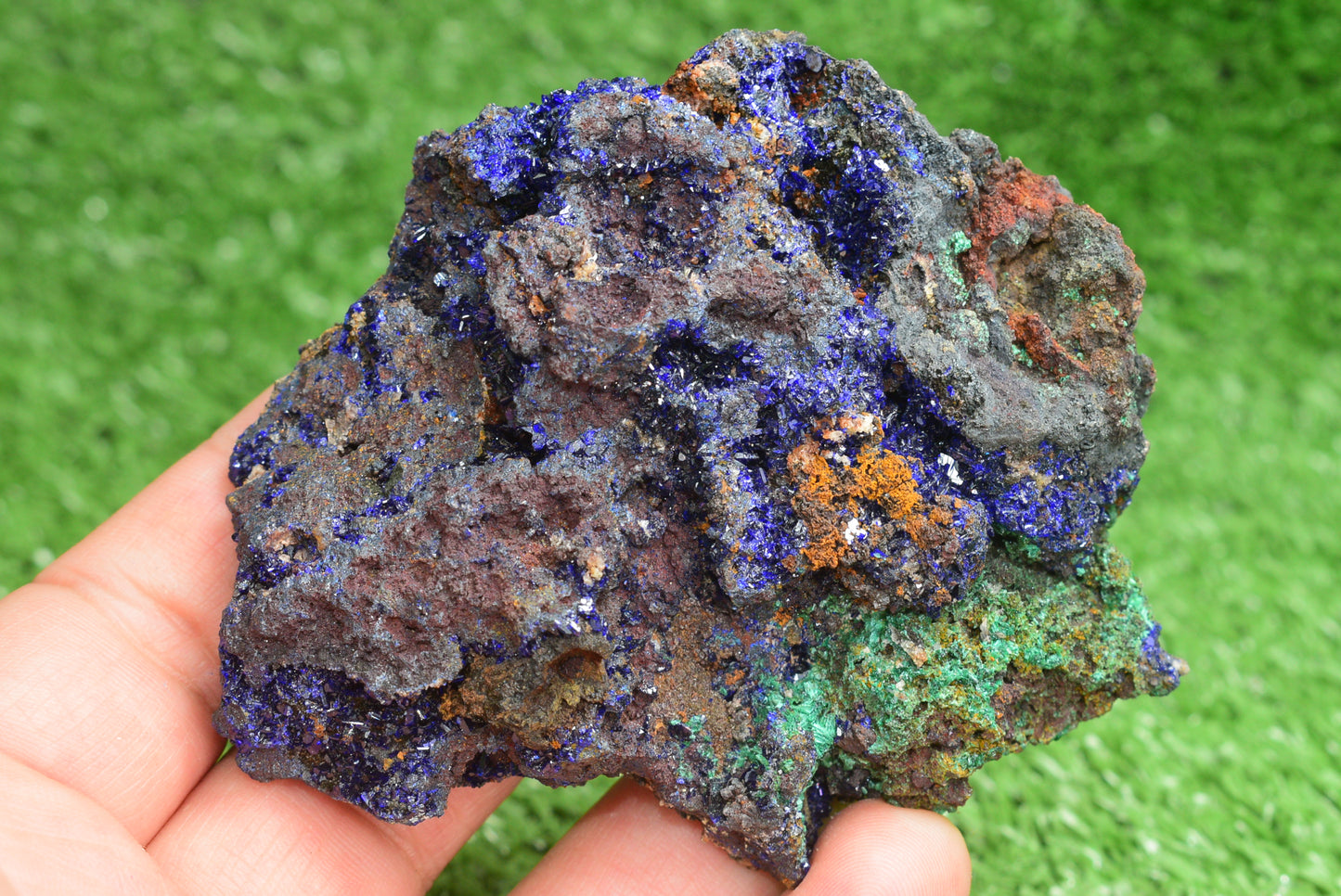 Azurite over Malachite Crystal from Morocco - Freeform Cluster Shape, Natural and Genuine - MeteoriteNwa.com