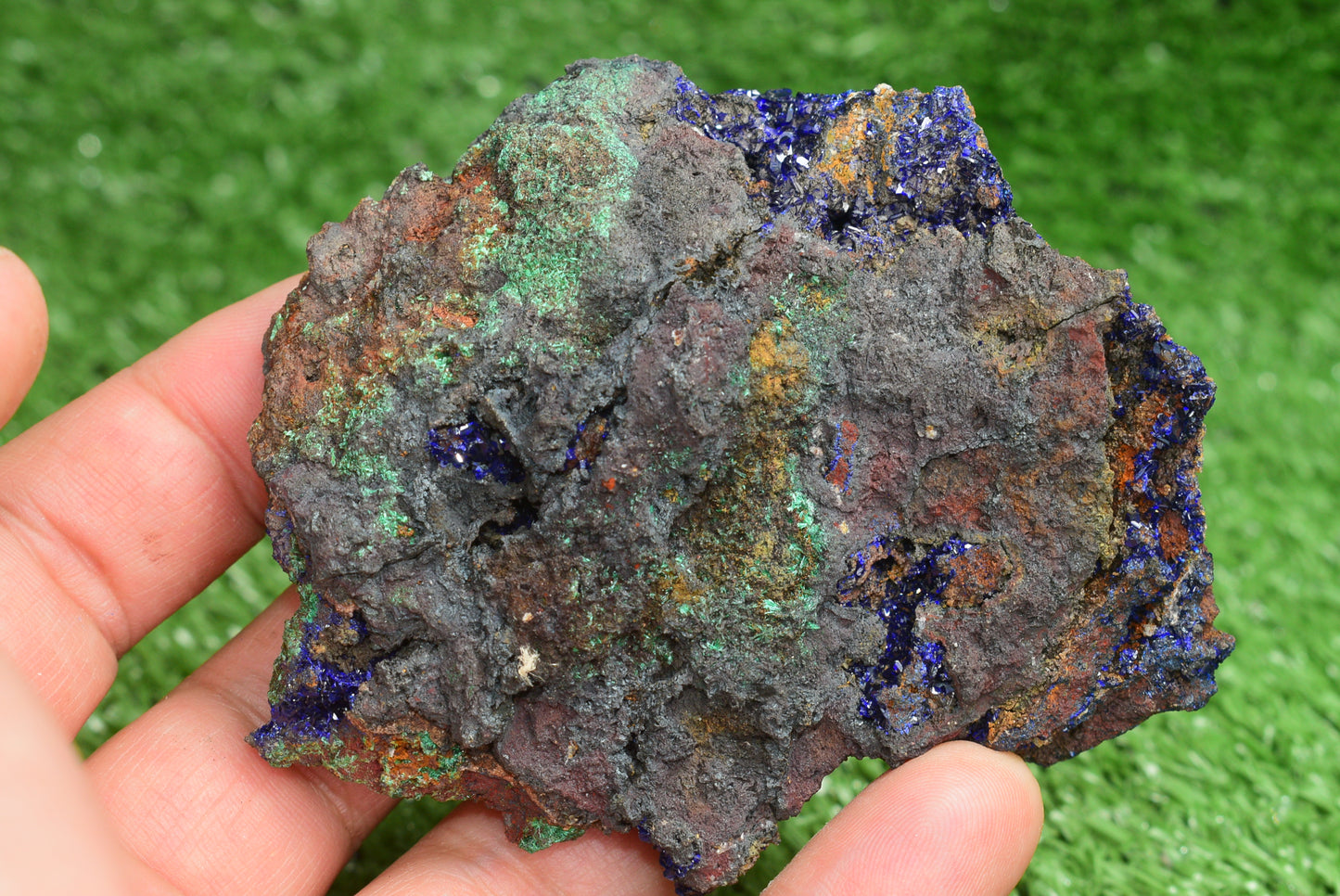 Azurite over Malachite Crystal from Morocco - Freeform Cluster Shape, Natural and Genuine - MeteoriteNwa.com