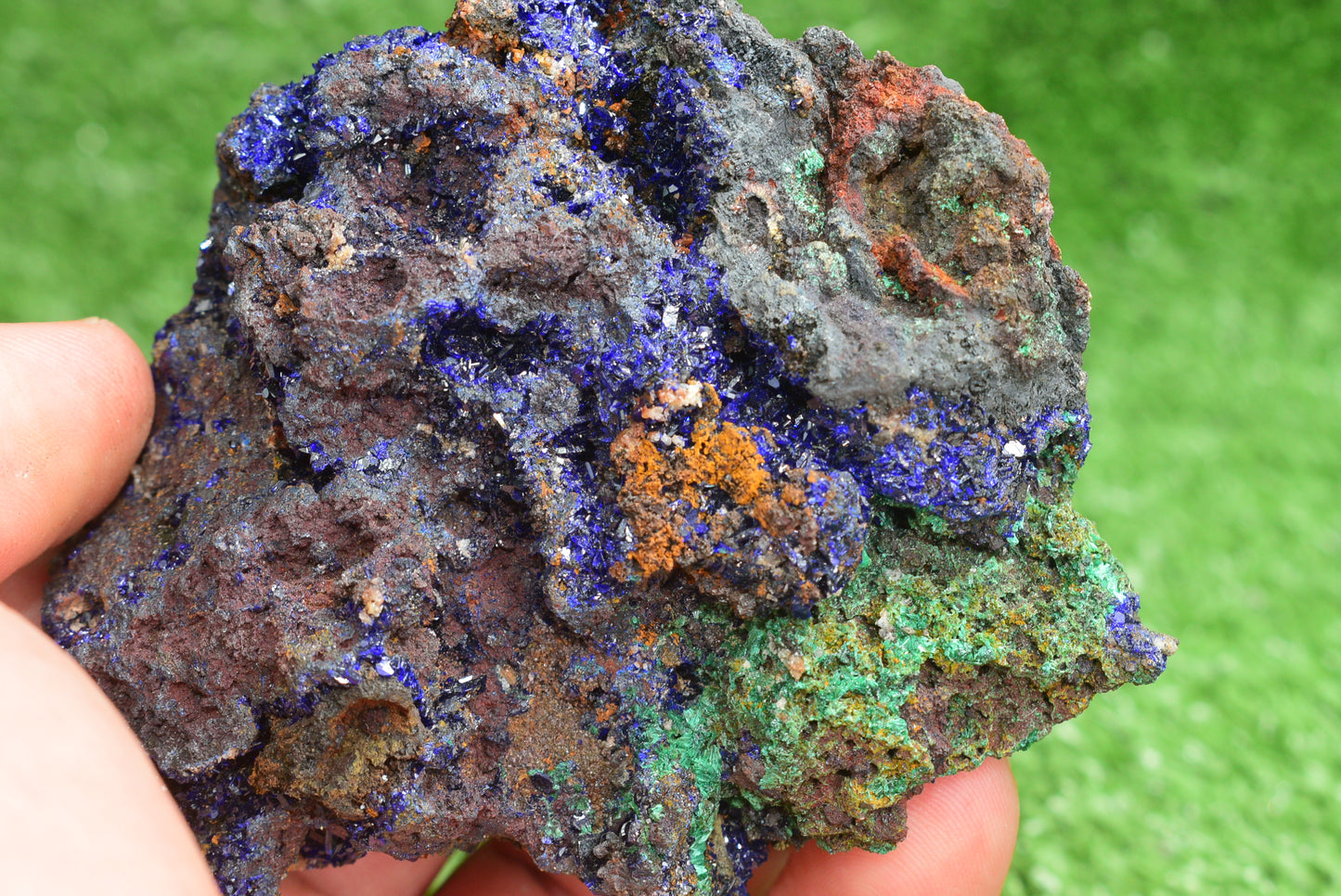 Azurite over Malachite Crystal from Morocco - Freeform Cluster Shape, Natural and Genuine - MeteoriteNwa.com
