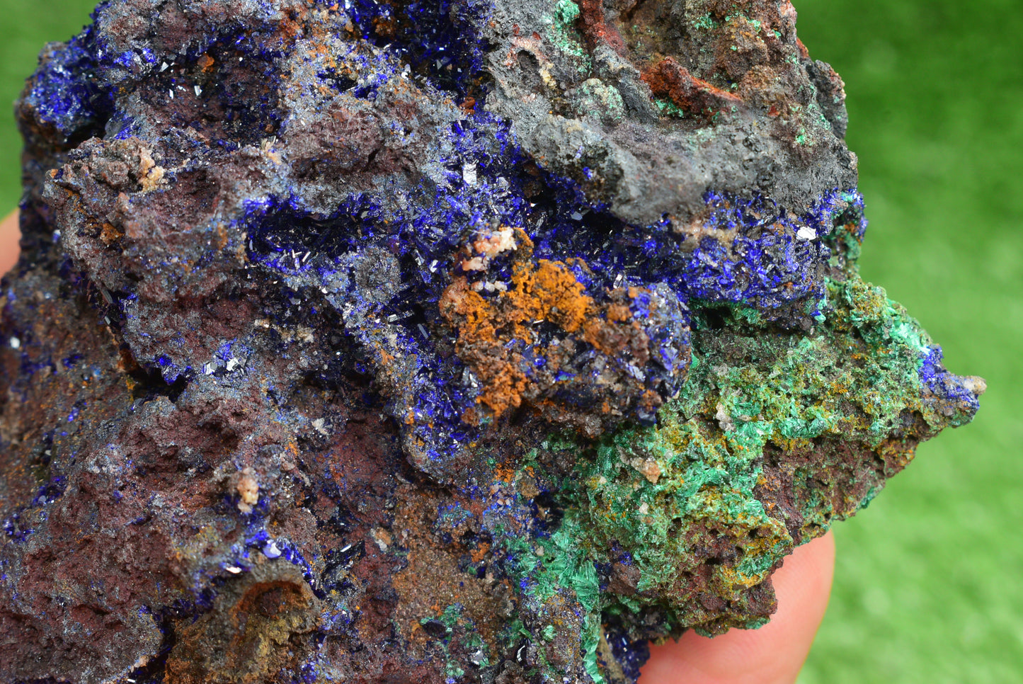 Azurite over Malachite Crystal from Morocco - Freeform Cluster Shape, Natural and Genuine - MeteoriteNwa.com