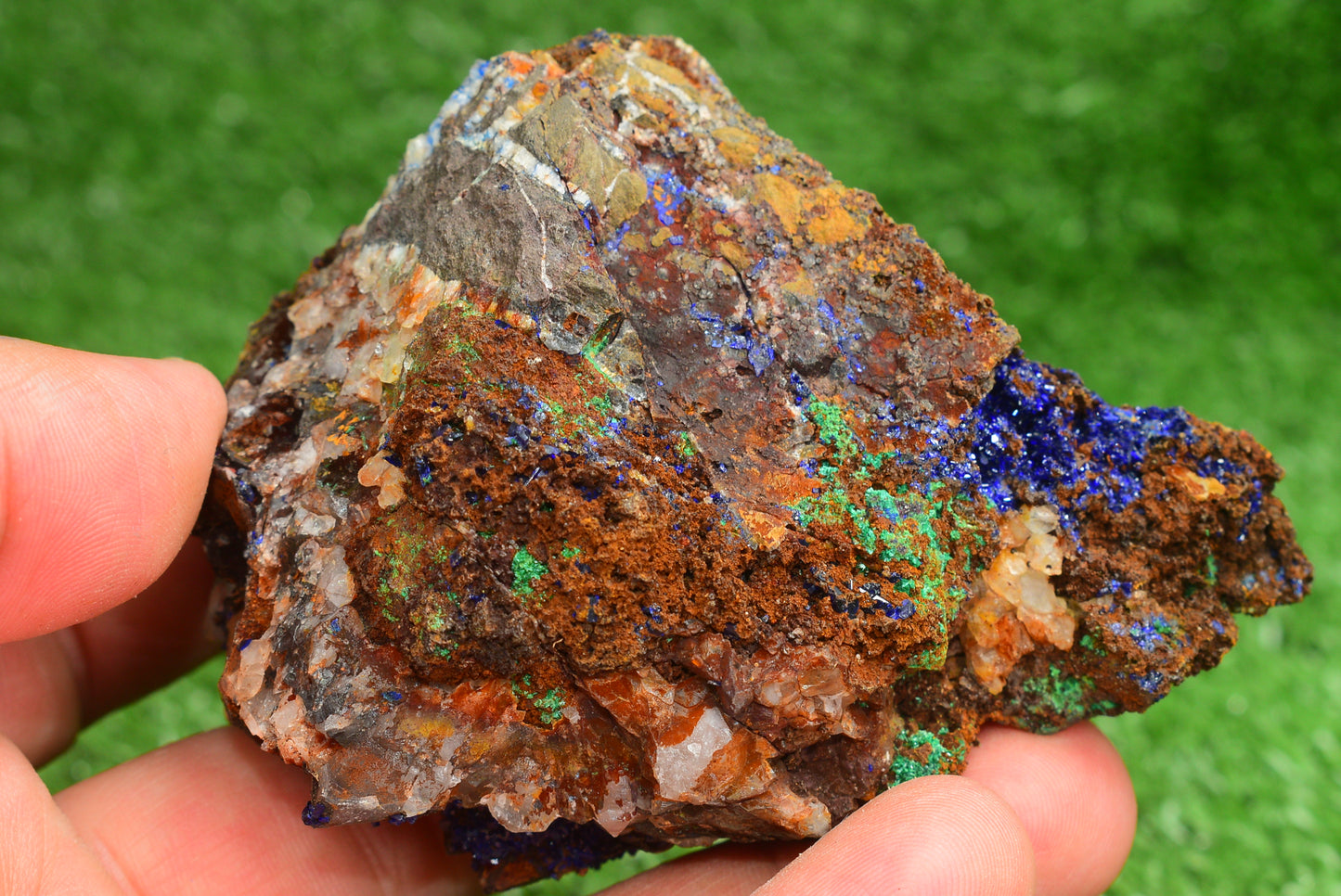 Azurite over Malachite Crystal from Morocco - Freeform Cluster Shape, Natural and Genuine - MeteoriteNwa.com