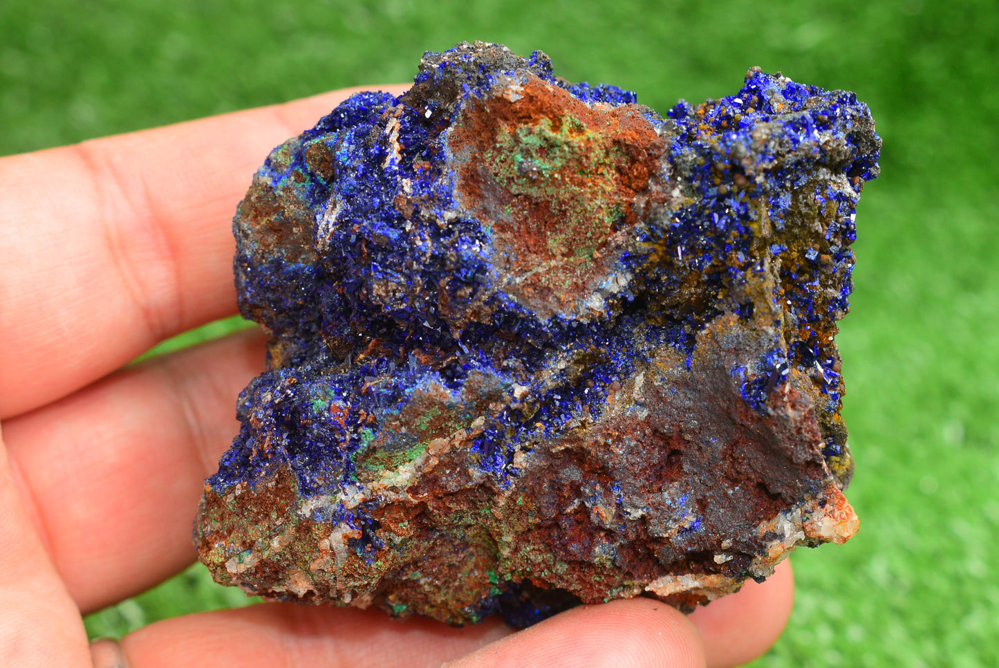 Azurite over Malachite Crystal from Morocco - Freeform Cluster Shape, Natural and Genuine - MeteoriteNwa.com