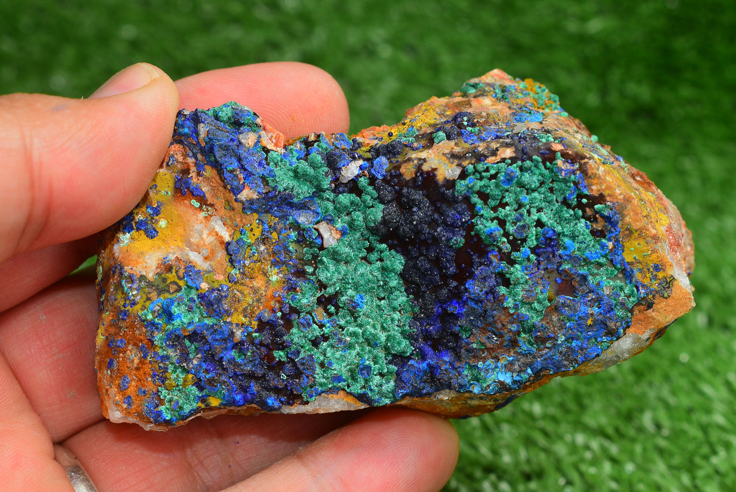 Azurite over Malachite Crystal from Morocco - Freeform Cluster Shape, Natural and Genuine - MeteoriteNwa.com