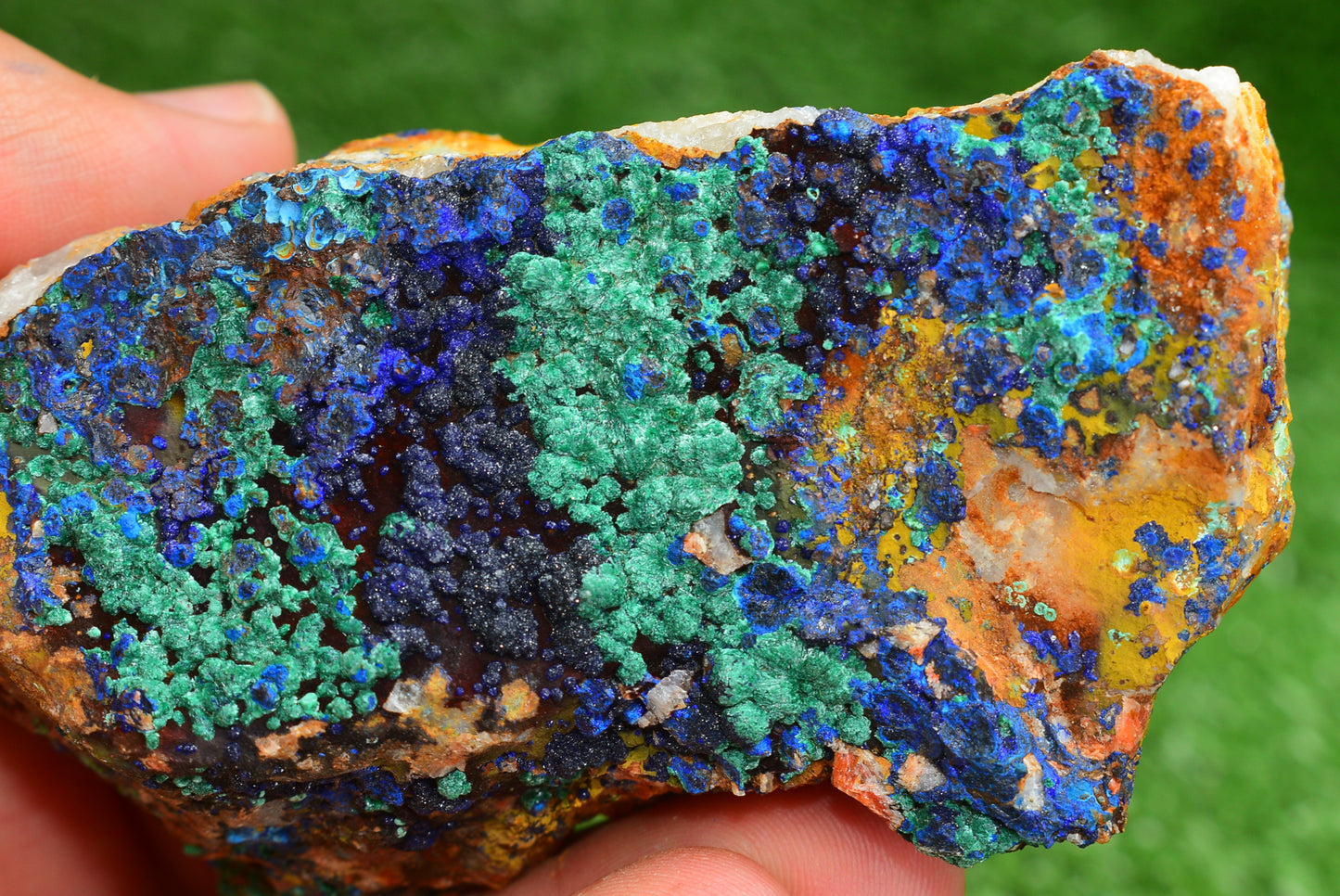 Azurite over Malachite Crystal from Morocco - Freeform Cluster Shape, Natural and Genuine - MeteoriteNwa.com