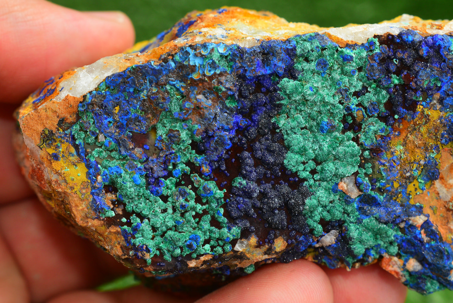 Azurite over Malachite Crystal from Morocco - Freeform Cluster Shape, Natural and Genuine - MeteoriteNwa.com