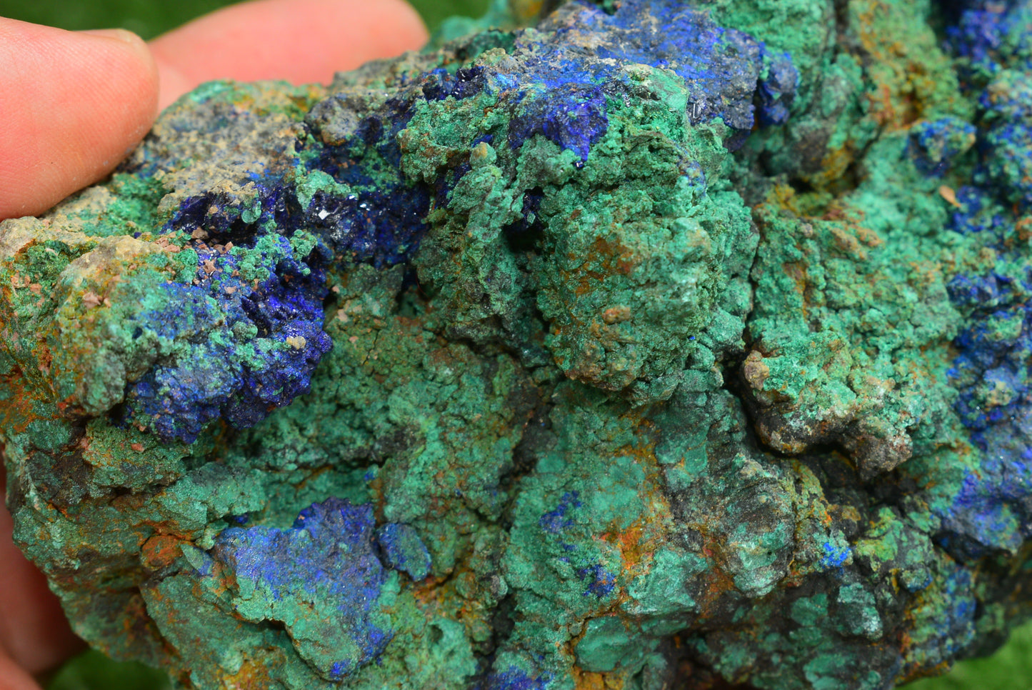 Azurite over Malachite Crystal from Morocco - Freeform Cluster Shape, Natural and Genuine - MeteoriteNwa.com