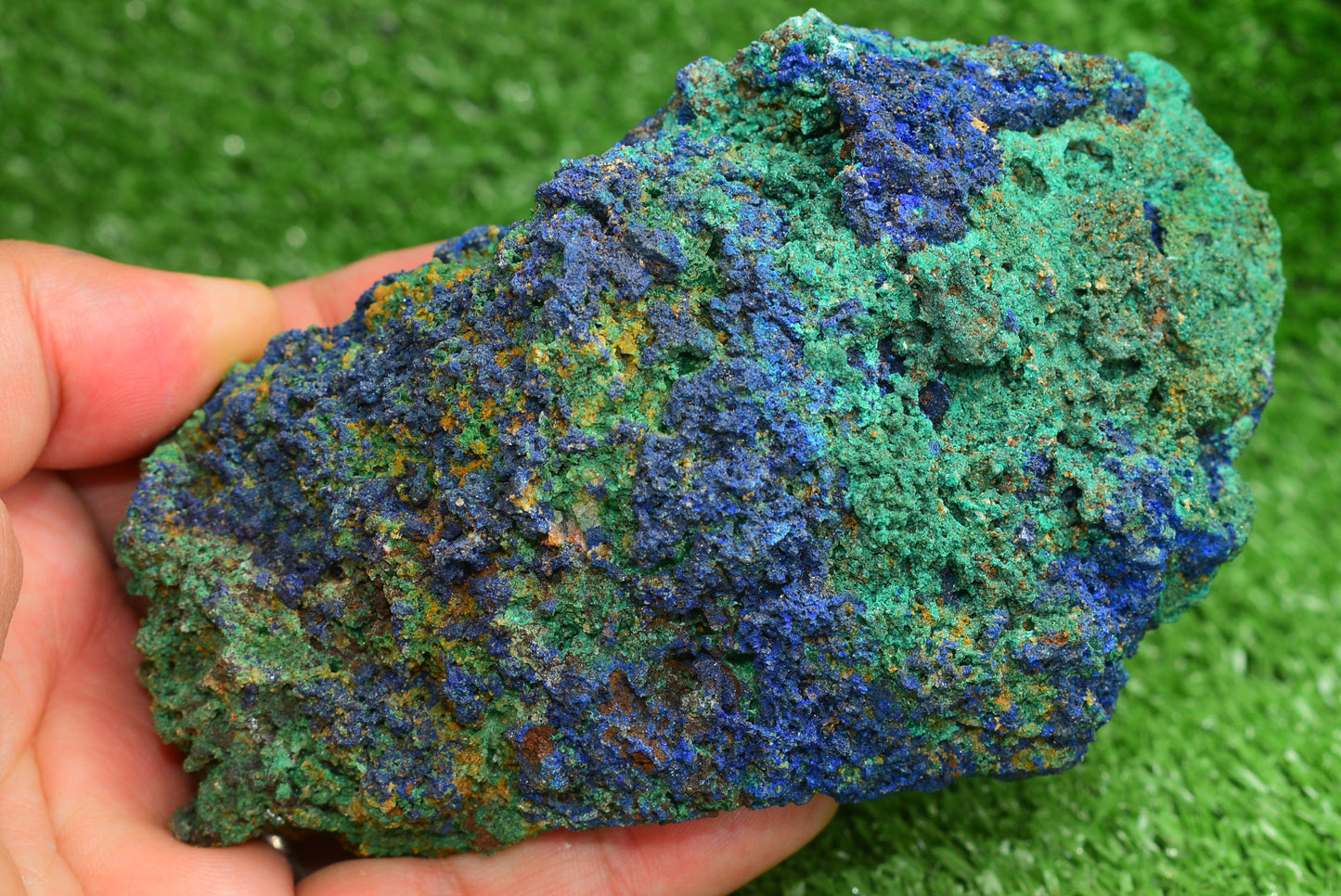 Azurite over Malachite Crystal from Morocco - Freeform Cluster Shape, Natural and Genuine - MeteoriteNwa.com
