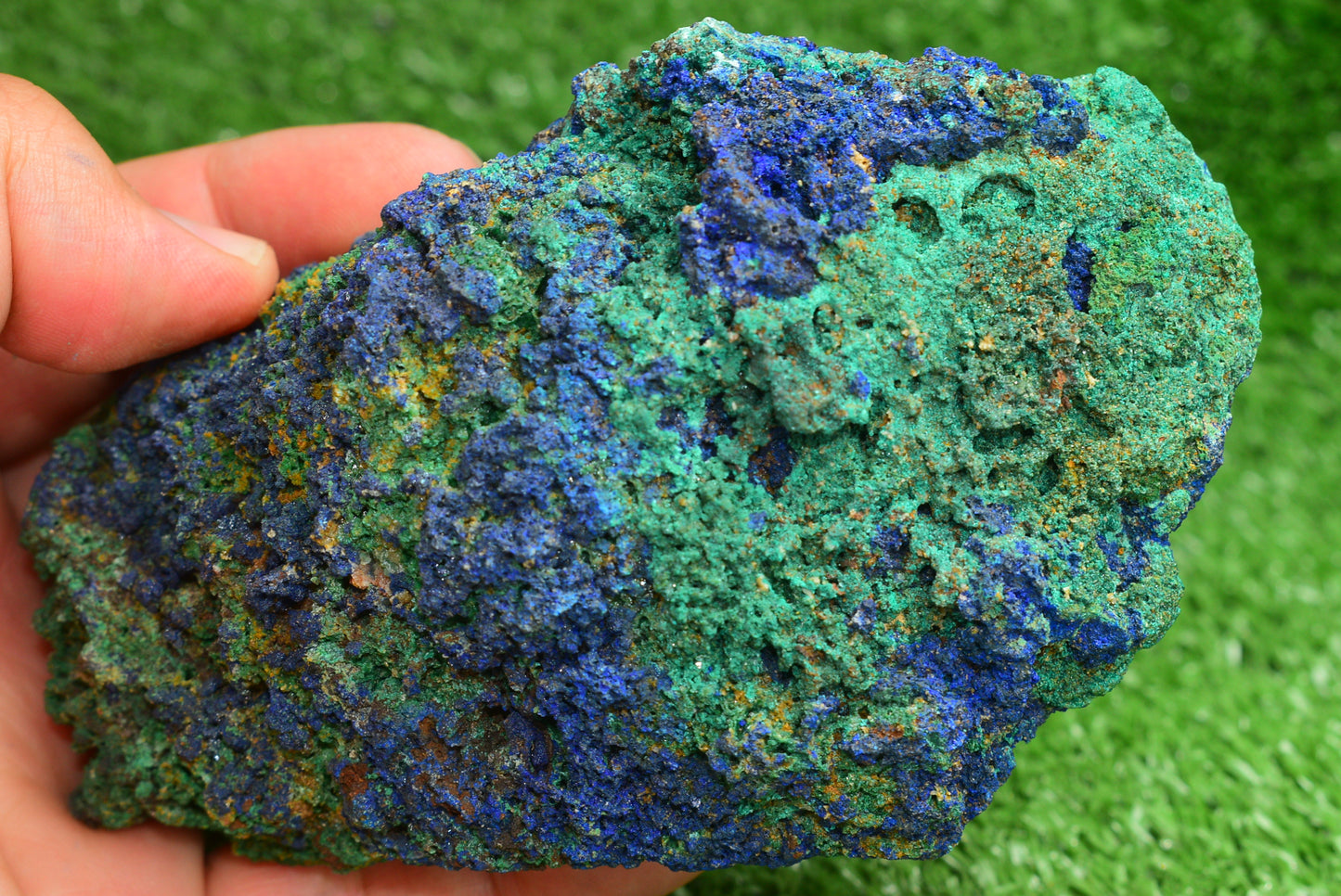 Azurite over Malachite Crystal from Morocco - Freeform Cluster Shape, Natural and Genuine - MeteoriteNwa.com