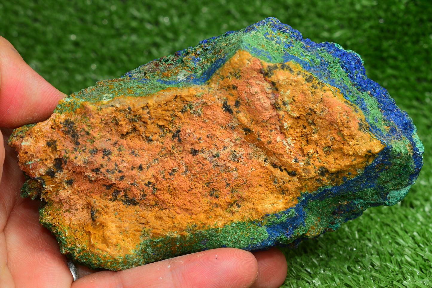 Azurite over Malachite Crystal from Morocco - Freeform Cluster Shape, Natural and Genuine - MeteoriteNwa.com