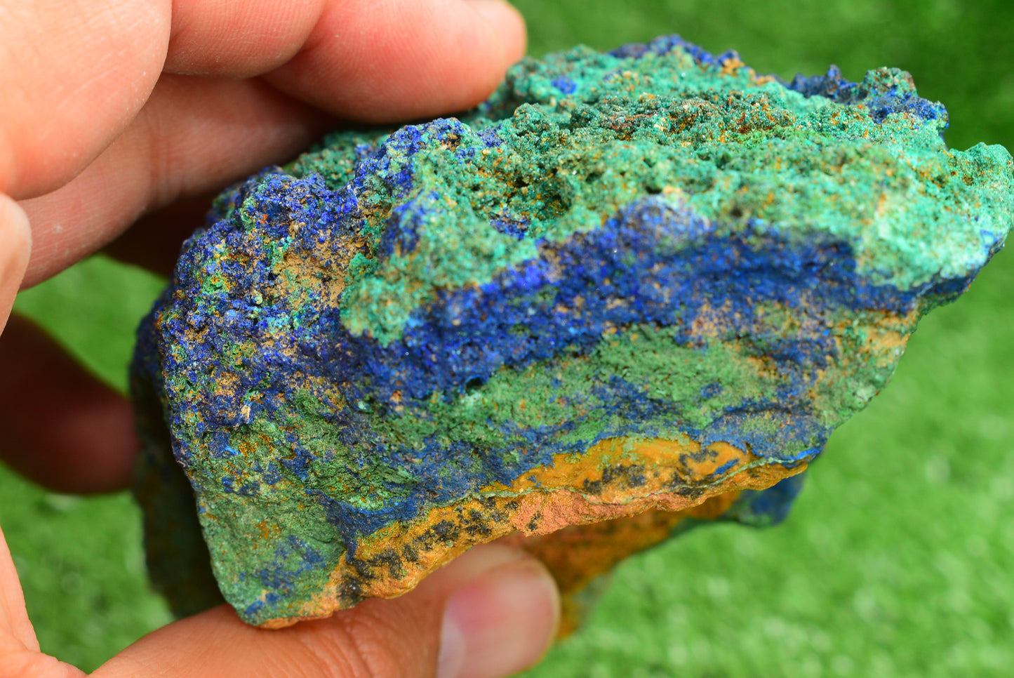 Azurite over Malachite Crystal from Morocco - Freeform Cluster Shape, Natural and Genuine - MeteoriteNwa.com