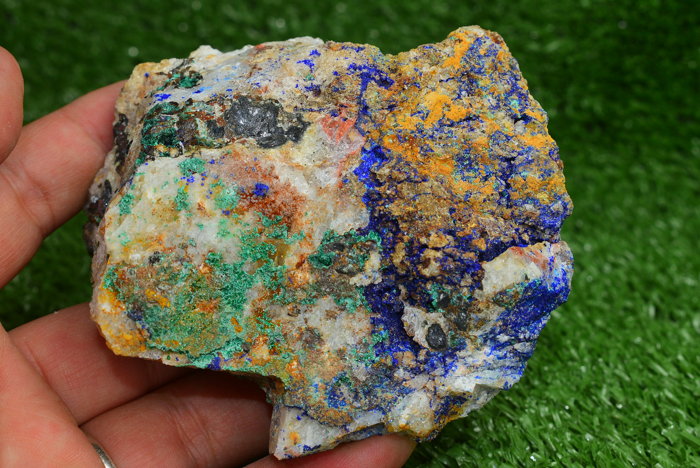 Azurite over Malachite Crystal from Morocco - Freeform Cluster Shape, Natural and Genuine - MeteoriteNwa.com