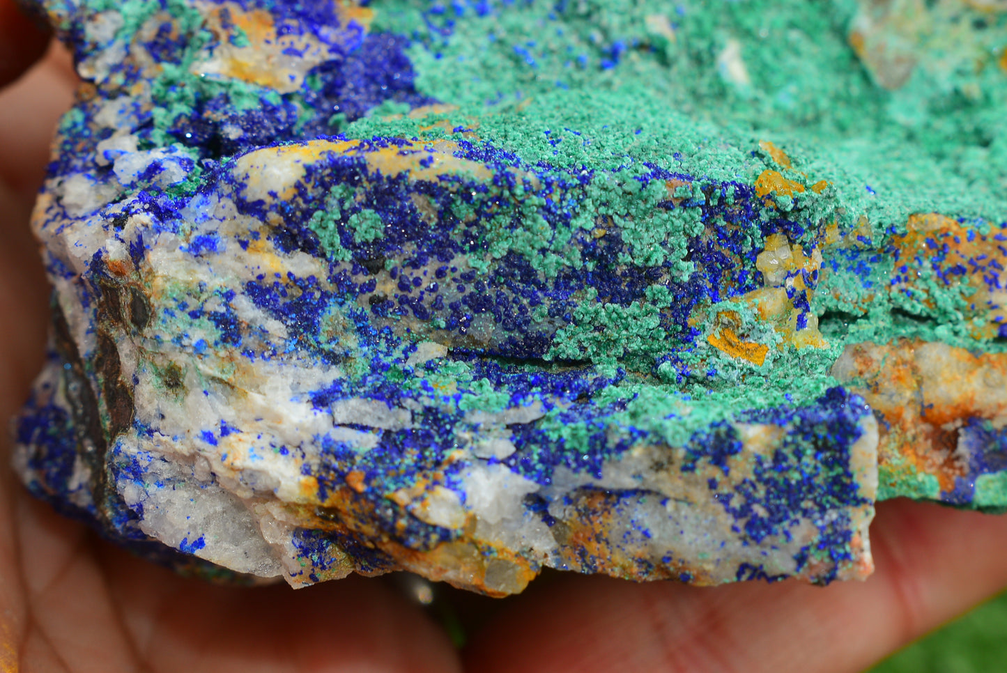 Azurite over Malachite Crystal from Morocco - Freeform Cluster Shape, Natural and Genuine - MeteoriteNwa.com