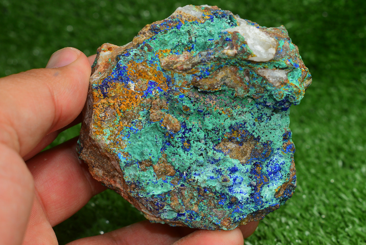 Azurite over Malachite Crystal from Morocco - Freeform Cluster Shape, Natural and Genuine - MeteoriteNwa.com