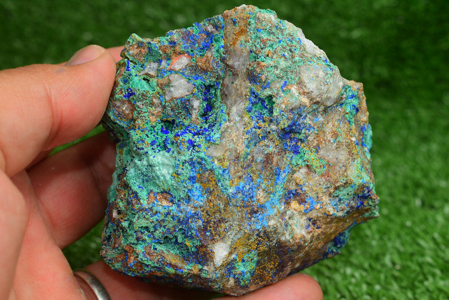 Azurite over Malachite Crystal from Morocco - Freeform Cluster Shape, Natural and Genuine - MeteoriteNwa.com