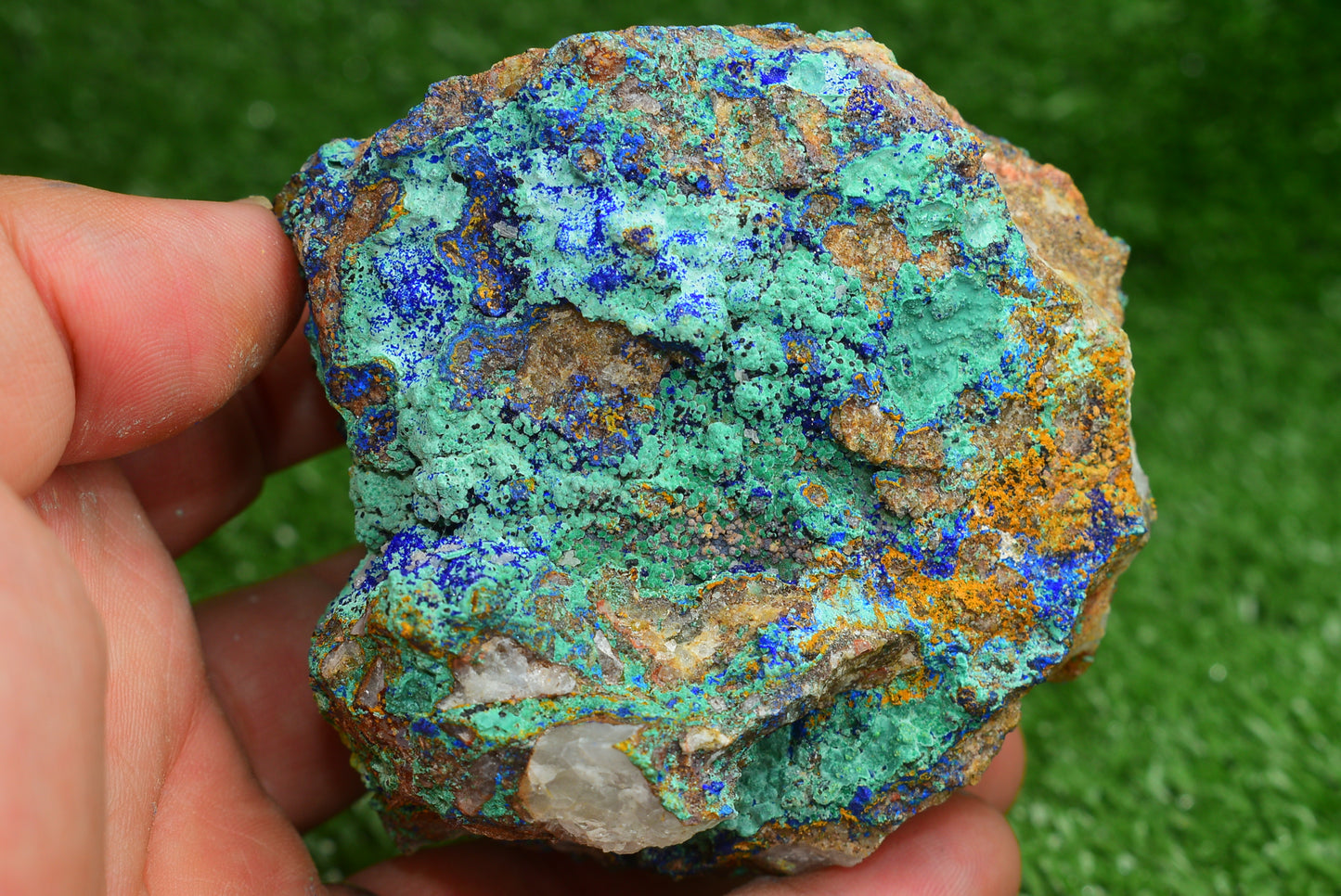 Azurite over Malachite Crystal from Morocco - Freeform Cluster Shape, Natural and Genuine - MeteoriteNwa.com