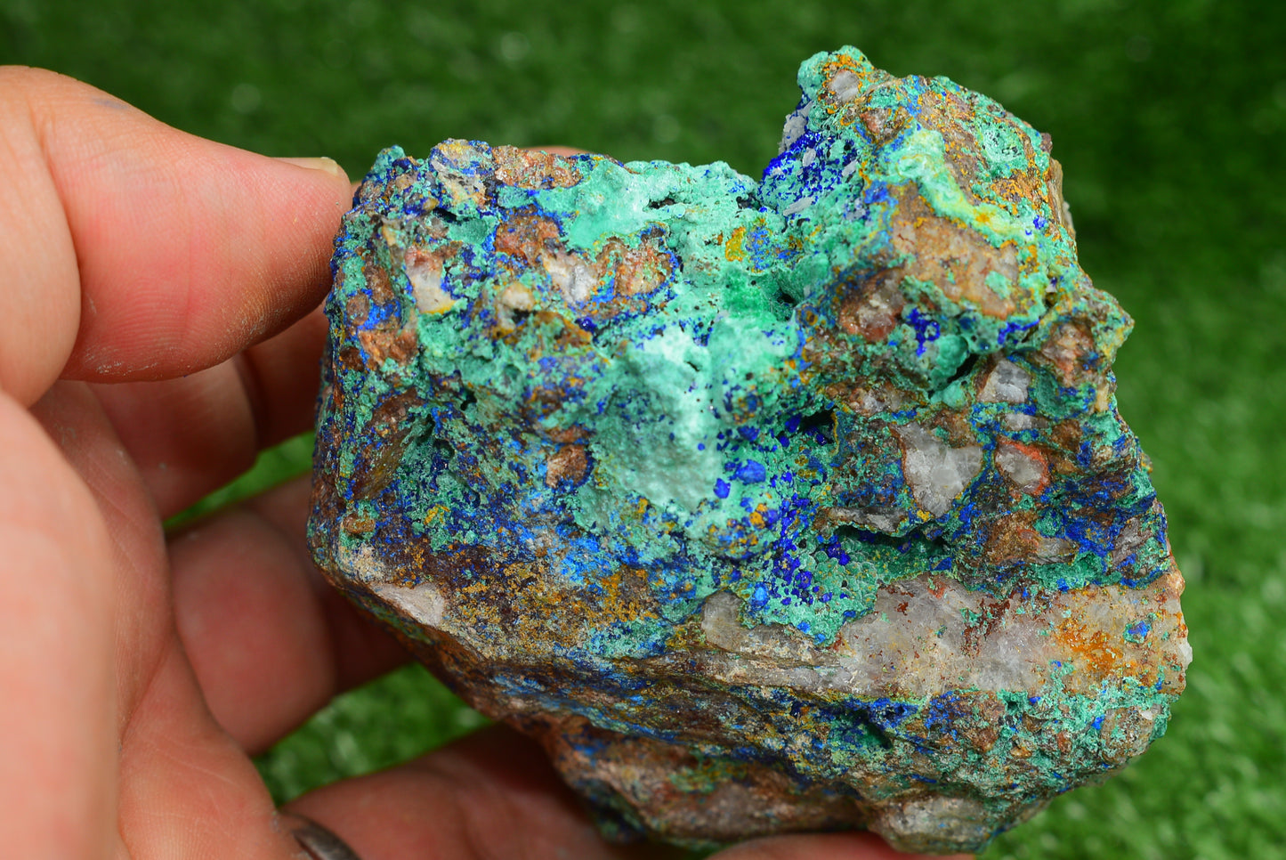 Azurite over Malachite Crystal from Morocco - Freeform Cluster Shape, Natural and Genuine - MeteoriteNwa.com