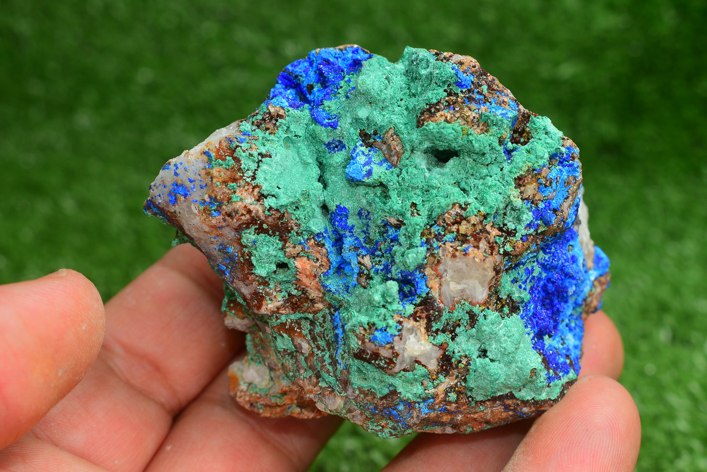 Azurite over Malachite Crystal from Morocco - Freeform Cluster Shape, Natural and Genuine - MeteoriteNwa.com