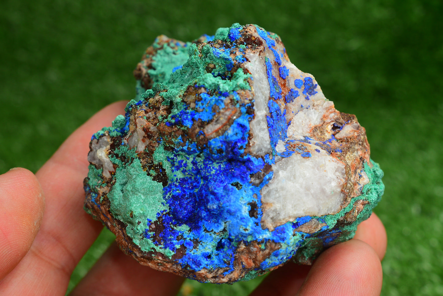 Azurite over Malachite Crystal from Morocco - Freeform Cluster Shape, Natural and Genuine - MeteoriteNwa.com