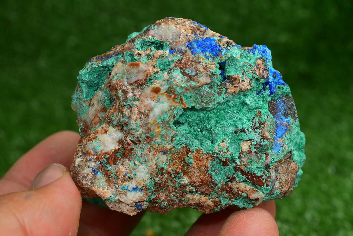 Azurite over Malachite Crystal from Morocco - Freeform Cluster Shape, Natural and Genuine - MeteoriteNwa.com