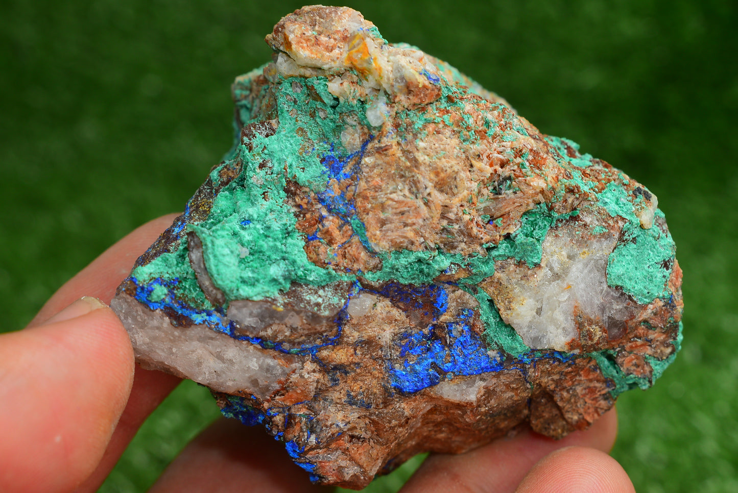 Azurite over Malachite Crystal from Morocco - Freeform Cluster Shape, Natural and Genuine - MeteoriteNwa.com