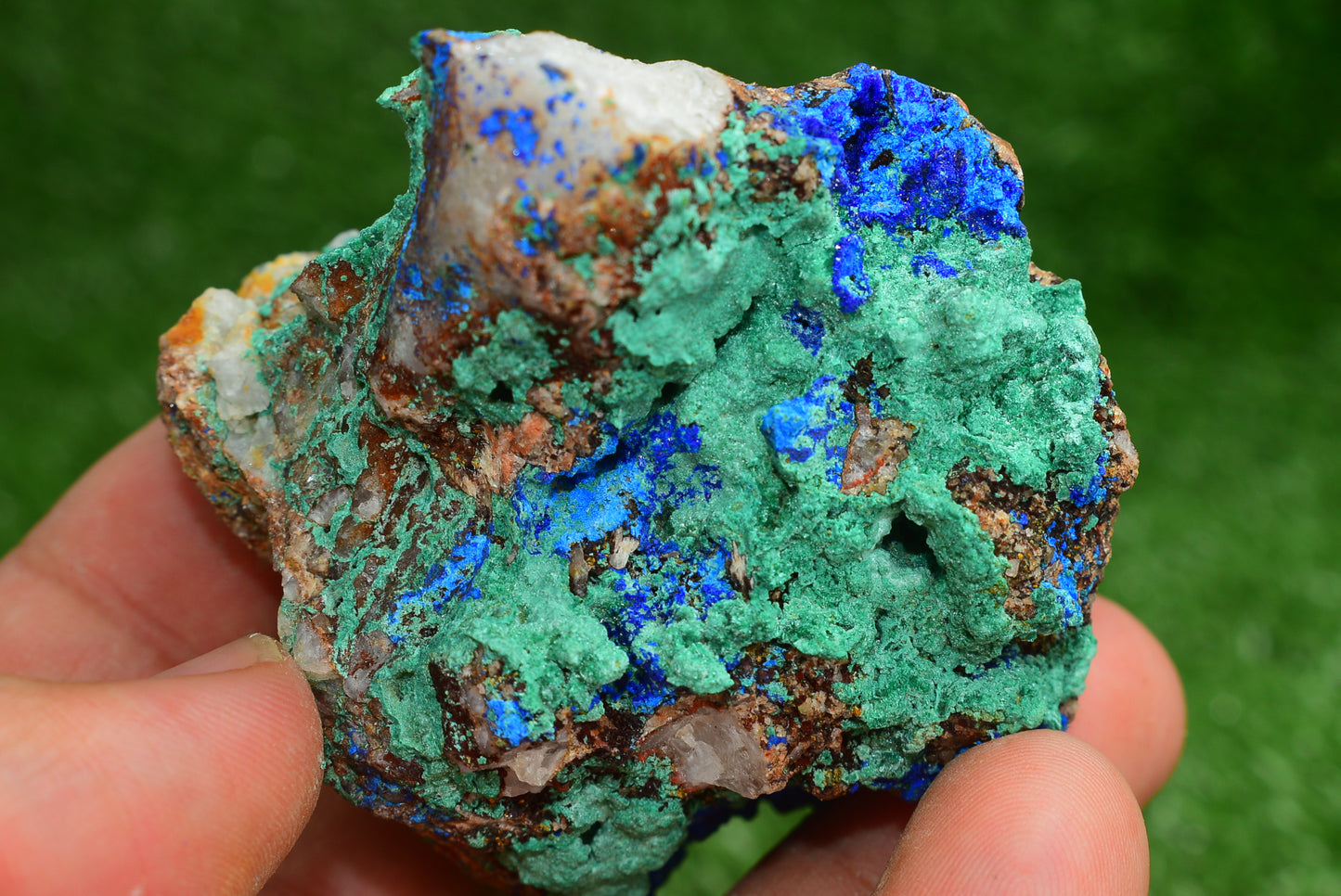 Azurite over Malachite Crystal from Morocco - Freeform Cluster Shape, Natural and Genuine - MeteoriteNwa.com