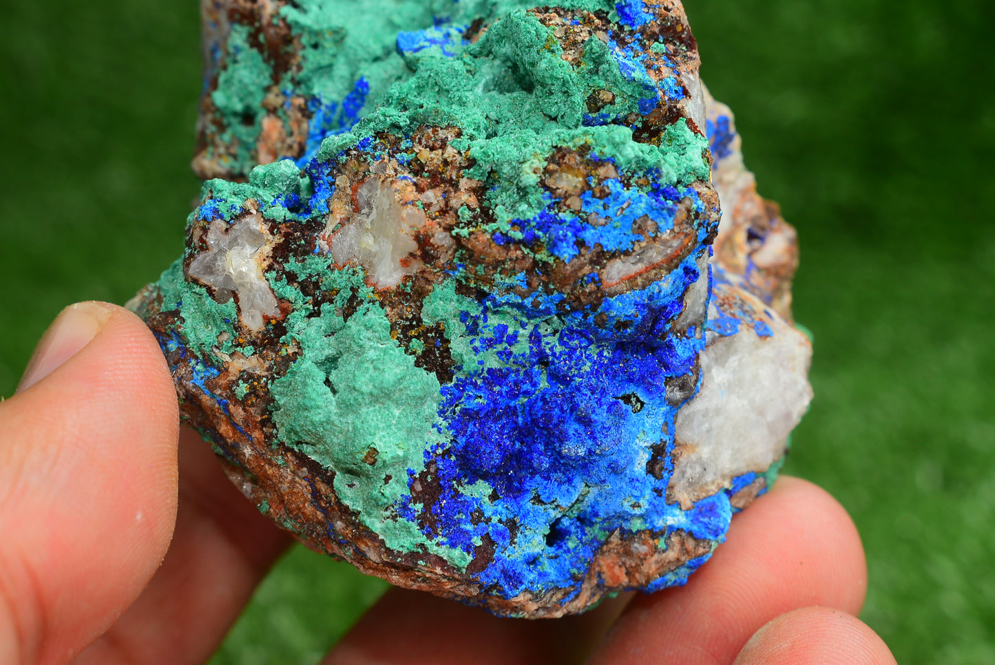 Azurite over Malachite Crystal from Morocco - Freeform Cluster Shape, Natural and Genuine - MeteoriteNwa.com