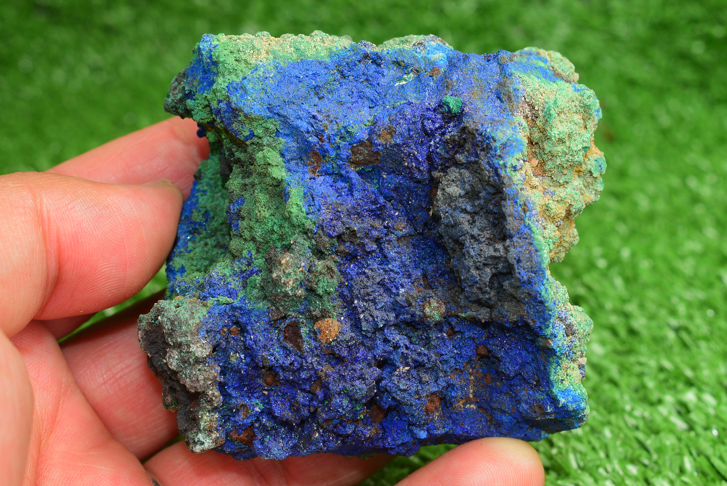 Azurite over Malachite Crystal from Morocco - Freeform Cluster Shape, Natural and Genuine - MeteoriteNwa.com