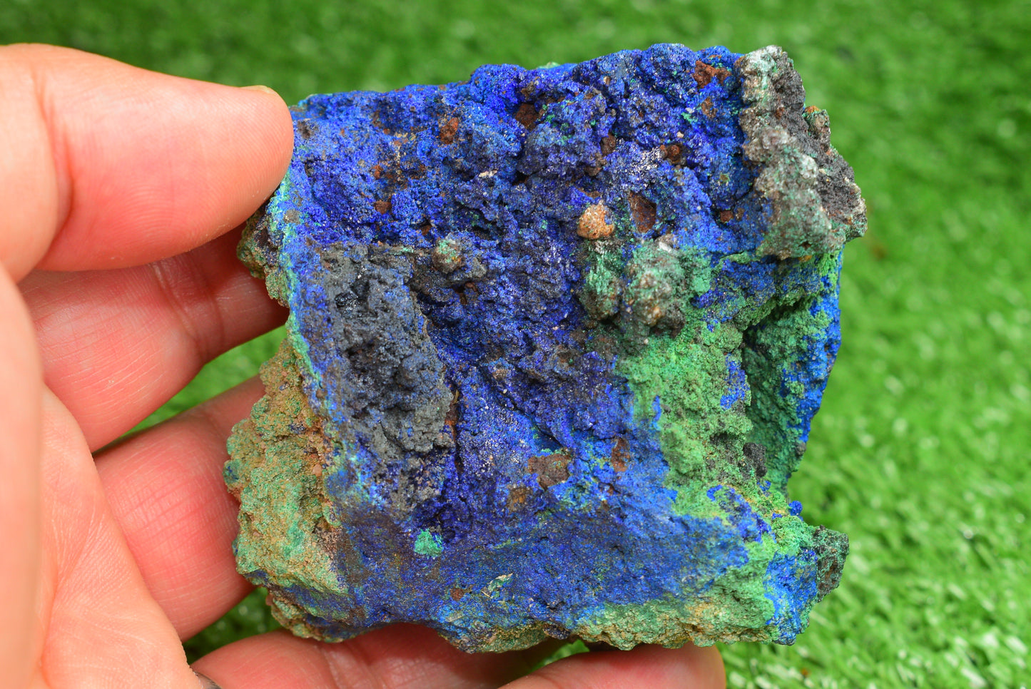 Azurite over Malachite Crystal from Morocco - Freeform Cluster Shape, Natural and Genuine - MeteoriteNwa.com