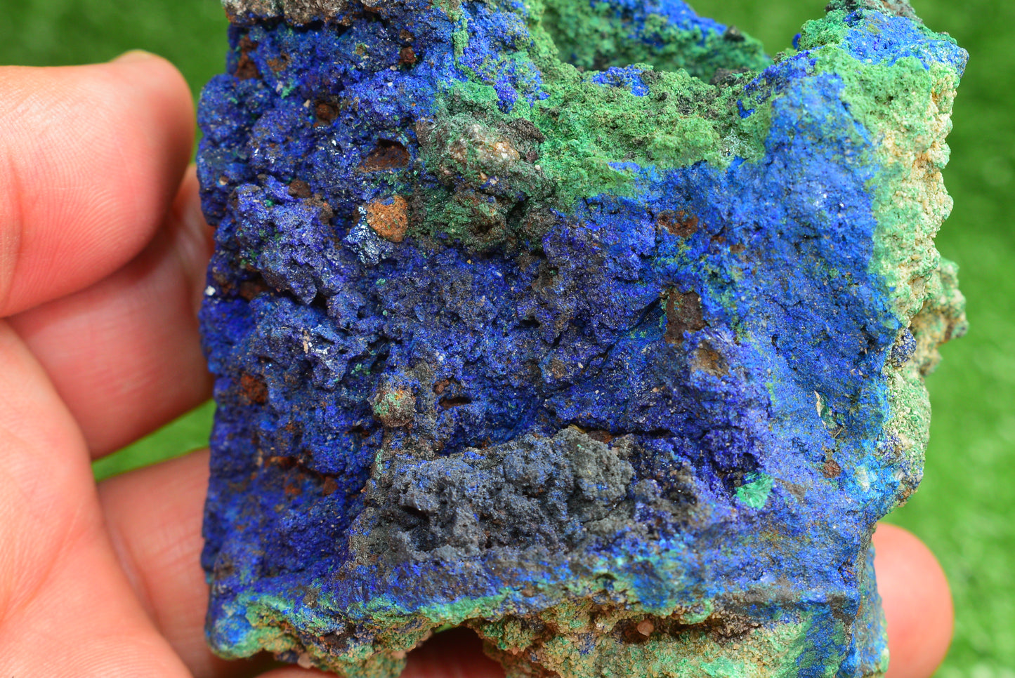 Azurite over Malachite Crystal from Morocco - Freeform Cluster Shape, Natural and Genuine - MeteoriteNwa.com