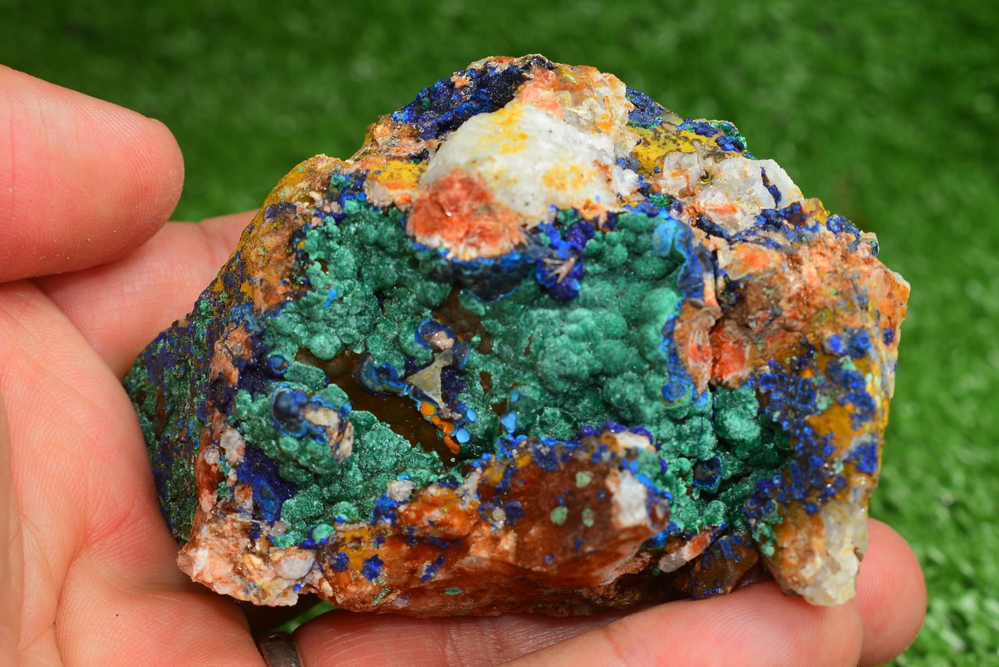 Azurite over Malachite Crystal from Morocco - Freeform Cluster Shape, Natural and Genuine - MeteoriteNwa.com