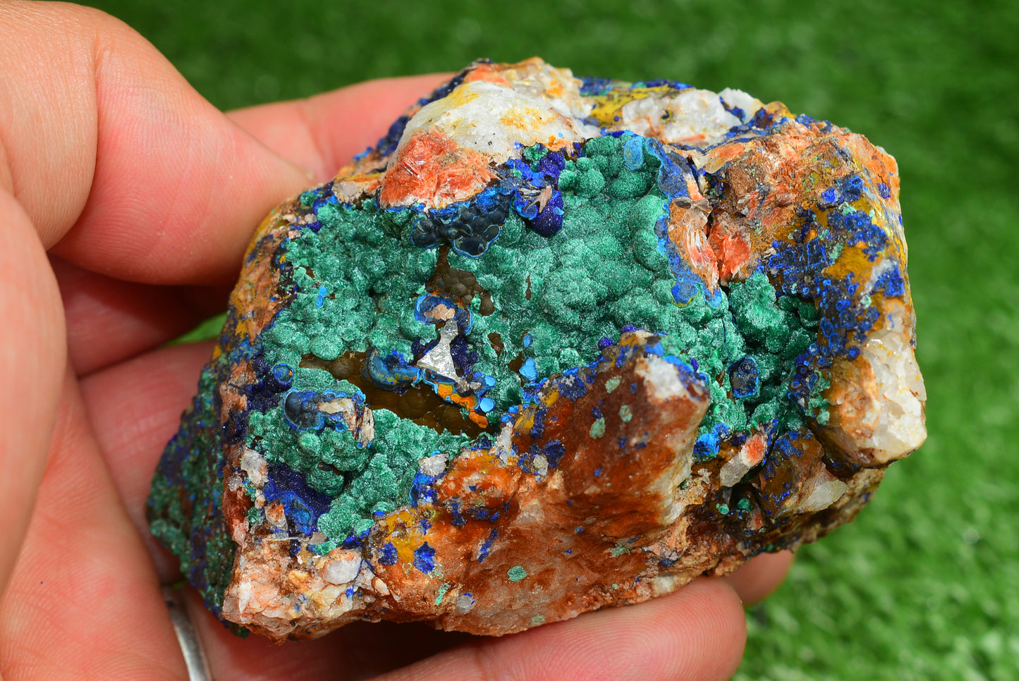 Azurite over Malachite Crystal from Morocco - Freeform Cluster Shape, Natural and Genuine - MeteoriteNwa.com