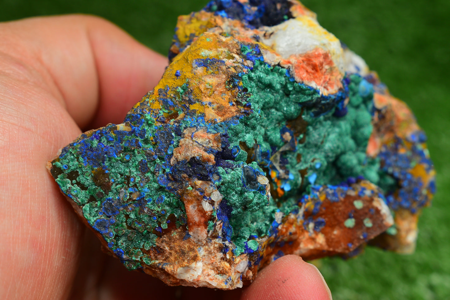Azurite over Malachite Crystal from Morocco - Freeform Cluster Shape, Natural and Genuine - MeteoriteNwa.com