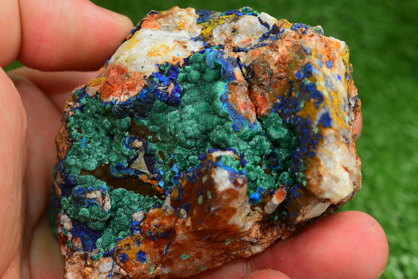 Azurite over Malachite Crystal from Morocco - Freeform Cluster Shape, Natural and Genuine - MeteoriteNwa.com