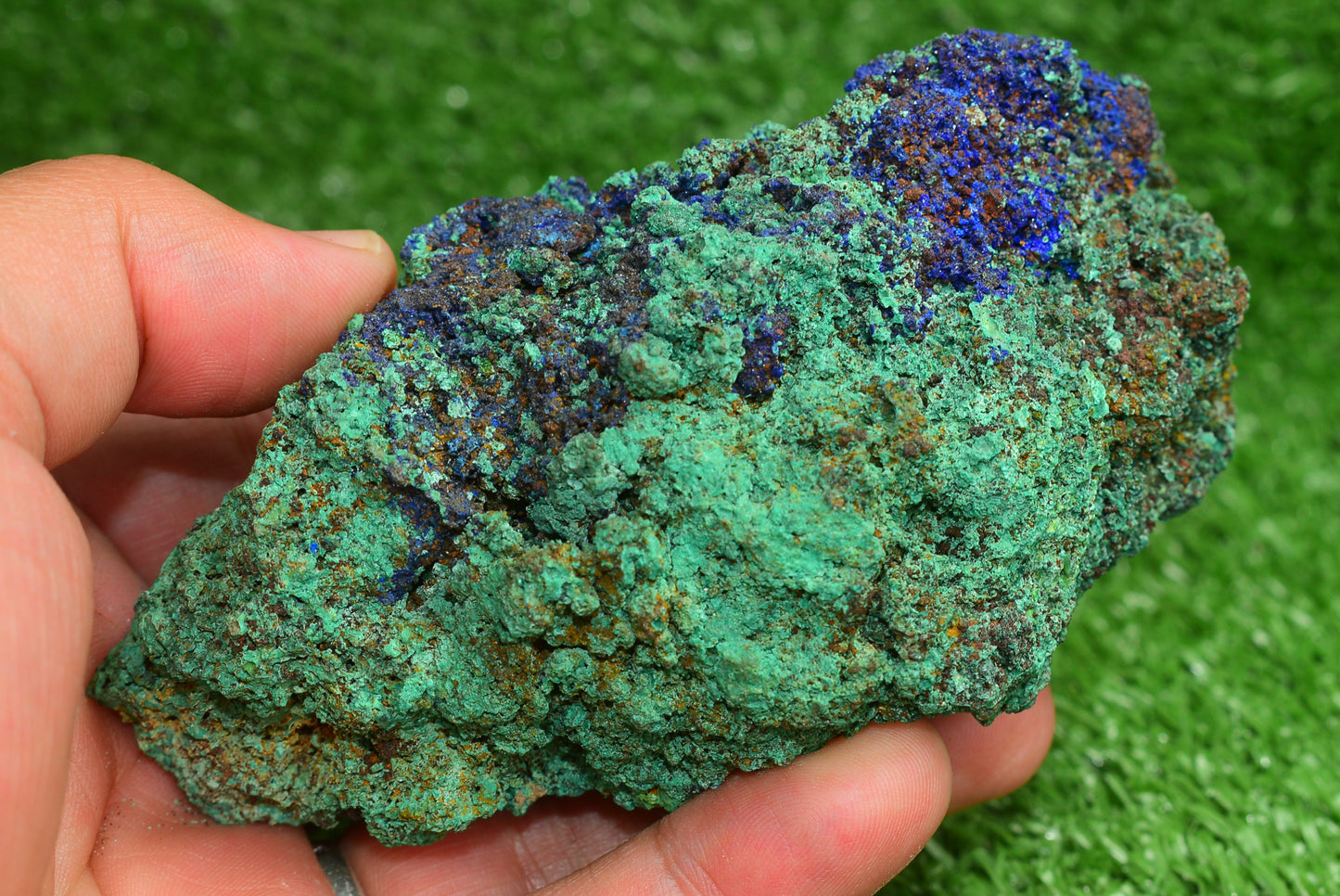 Azurite over Malachite Crystal from Morocco - Freeform Cluster Shape, Natural and Genuine - MeteoriteNwa.com