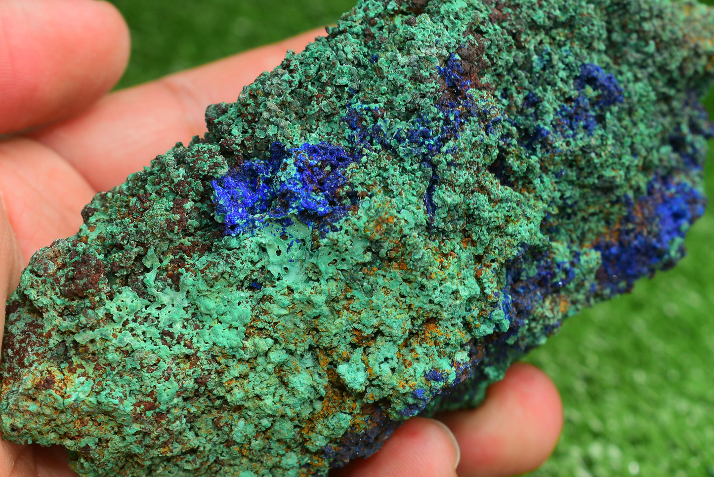 Azurite over Malachite Crystal from Morocco - Freeform Cluster Shape, Natural and Genuine - MeteoriteNwa.com